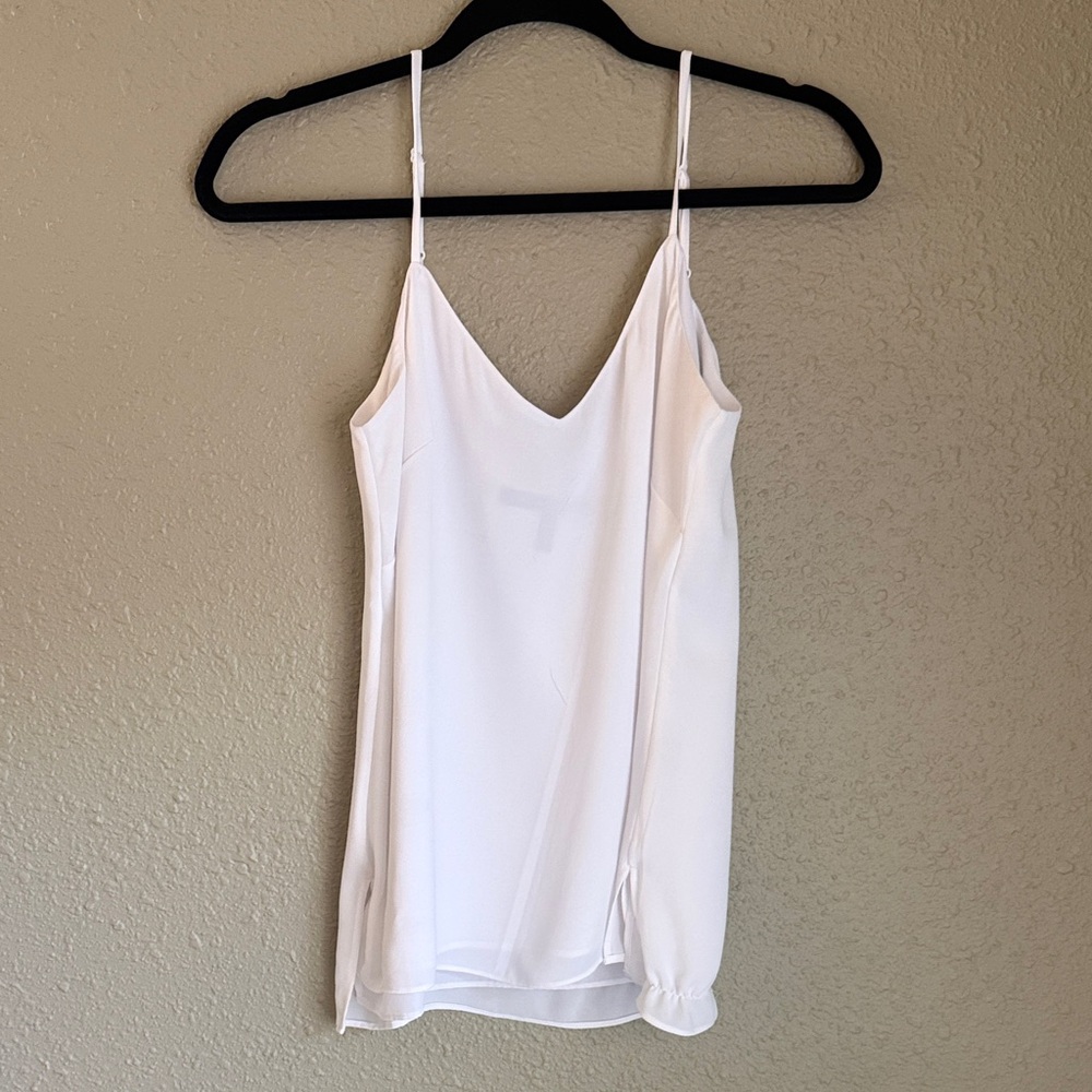 White House Black Market Cream V-Neck Chiffon Spaghetti-Strap Camisole